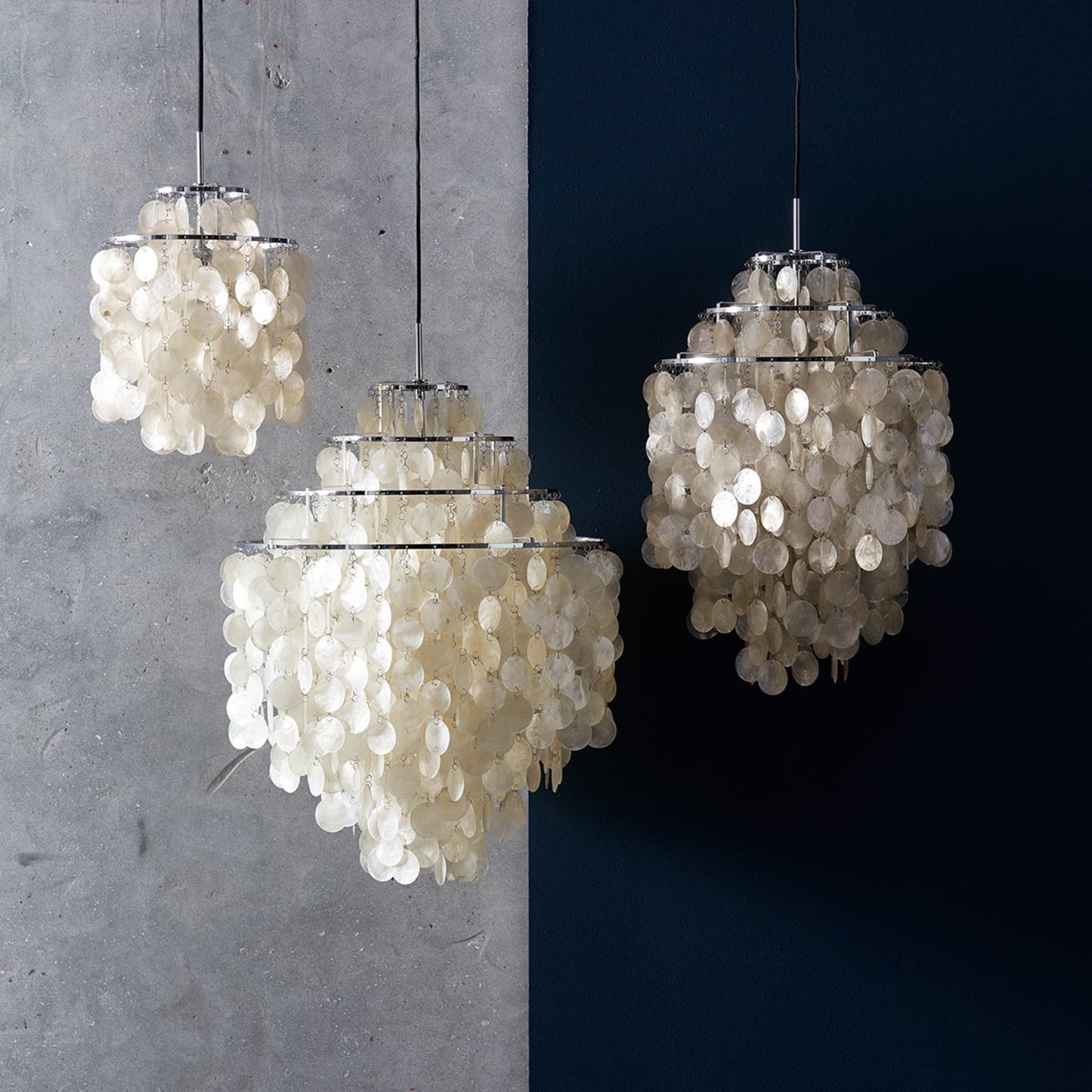 Verano Mother Of Pearl Pendant Lamp 45cm - Chrome