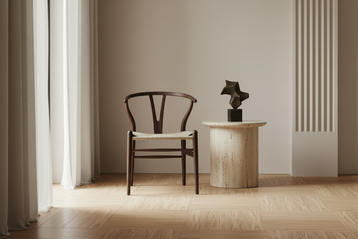 CH24 Wishbone Armchair Premium Reproduction - Dark Stained Ash Wood / Natural Cord