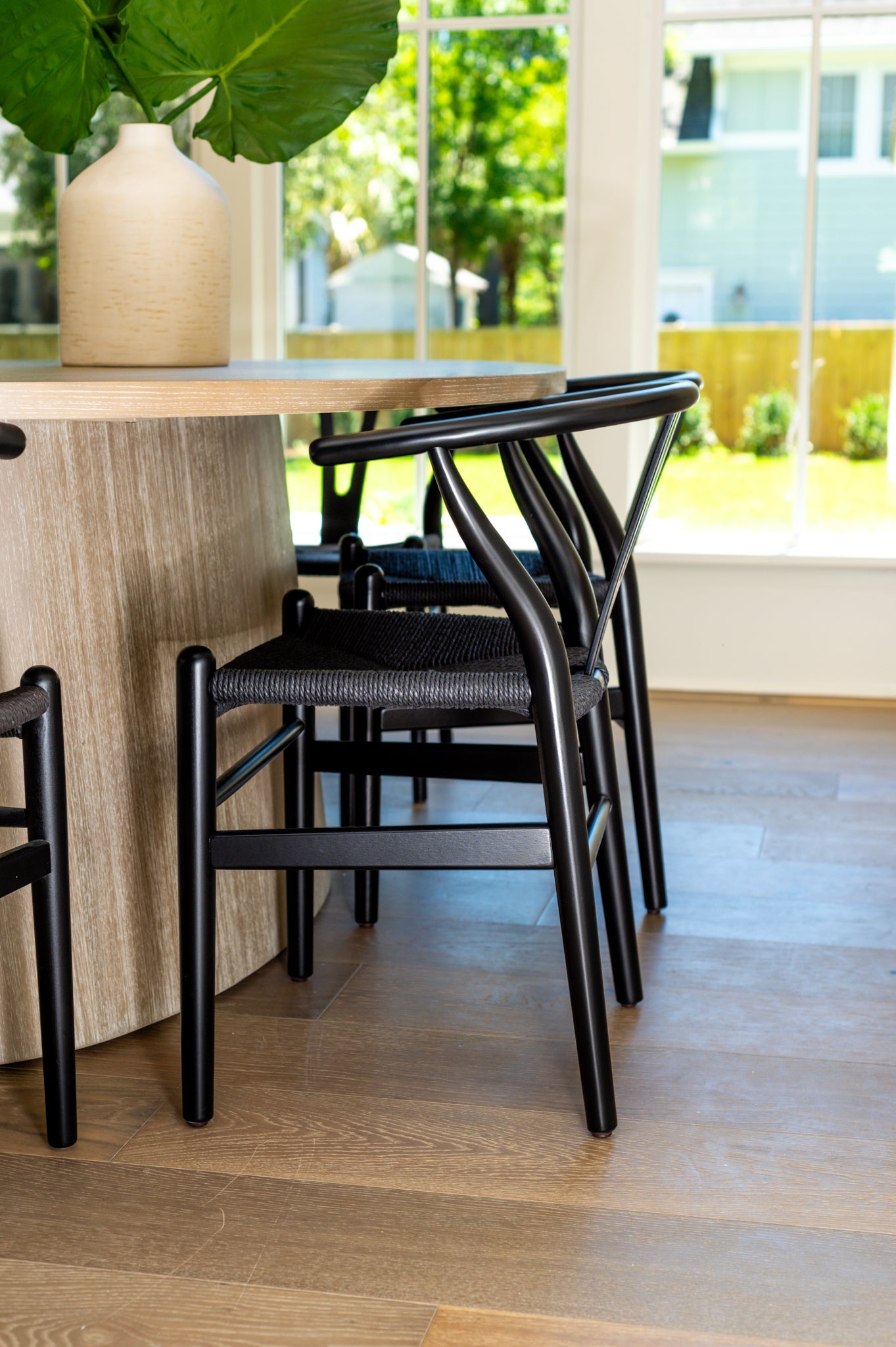 CH24 Wishbone Armchair Premium Reproduction - Black Beechwood / Black Cord