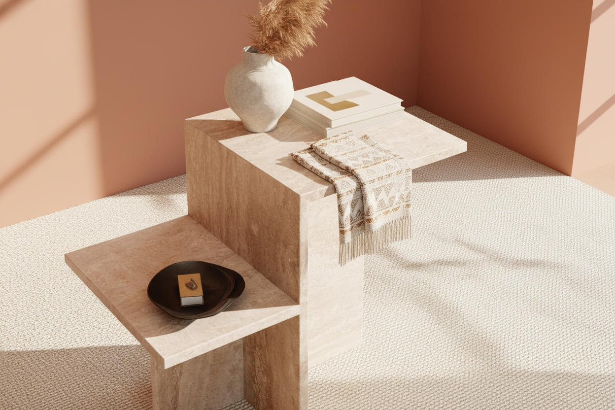 Ginza Side Table - Travertine