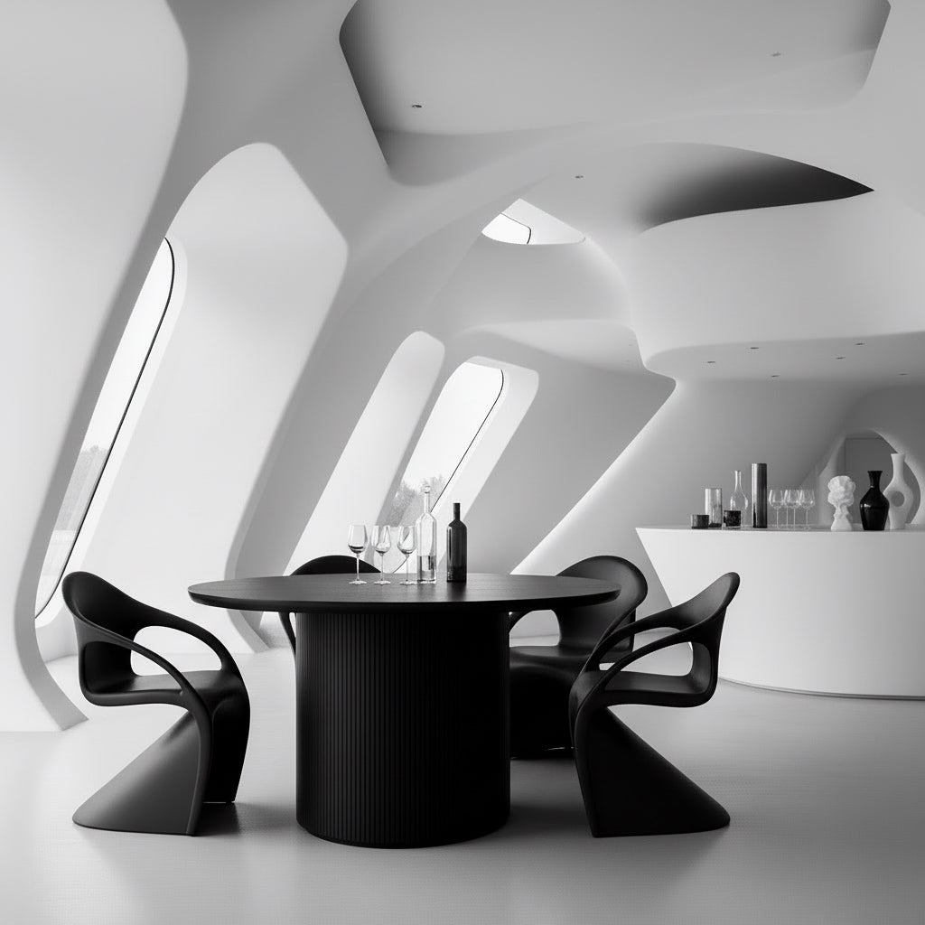 Eclipse Dining Table Round - Black Oak Wood - 120 cm