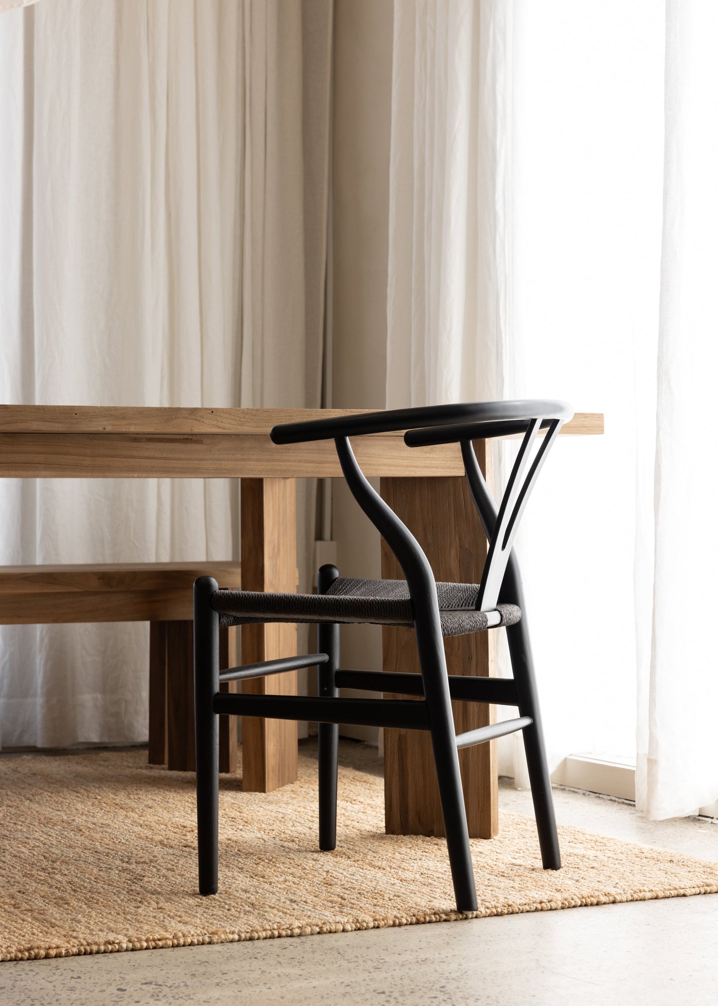 CH24 Wishbone Armchair Premium Reproduction - Black Beechwood / Black Cord