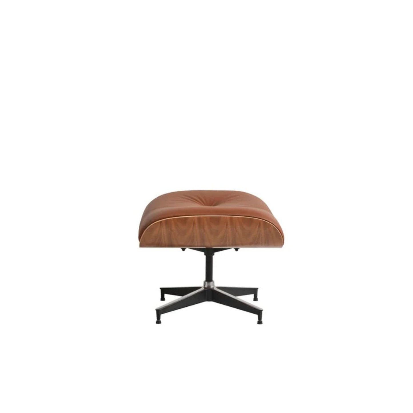 Eames Chair & Stool Brown Leather Walnut Plywood Premium Reproduction