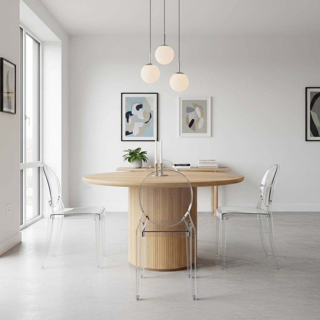 Eclipse Dining Table Round - Natural Oak Wood - 120 cm