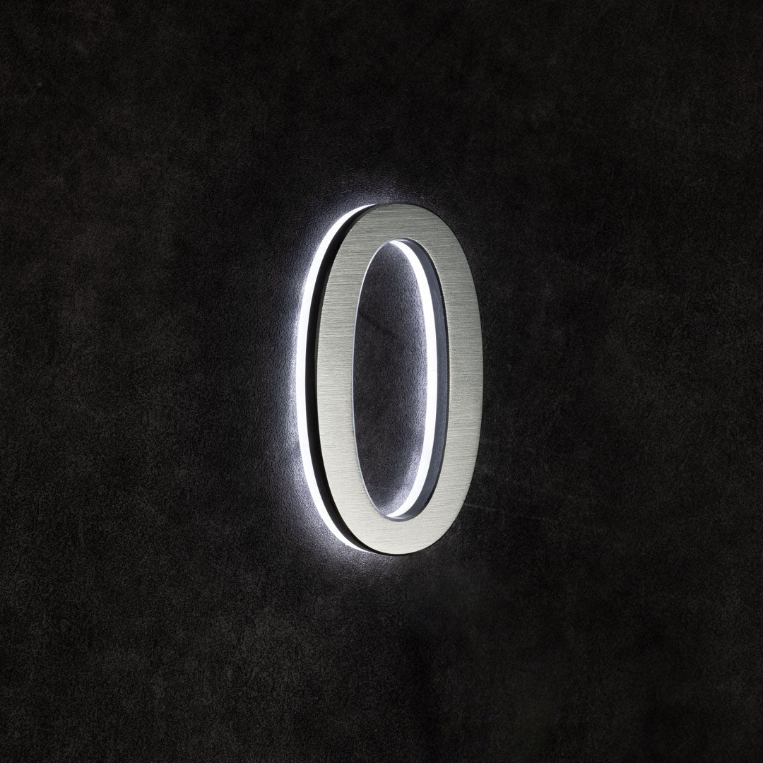 LUMO Lighting | Contemporary Illuminated Address Number 5" (Outdoor) - Silver/Brushed Aluminum Silver Brushed Aluminum 0