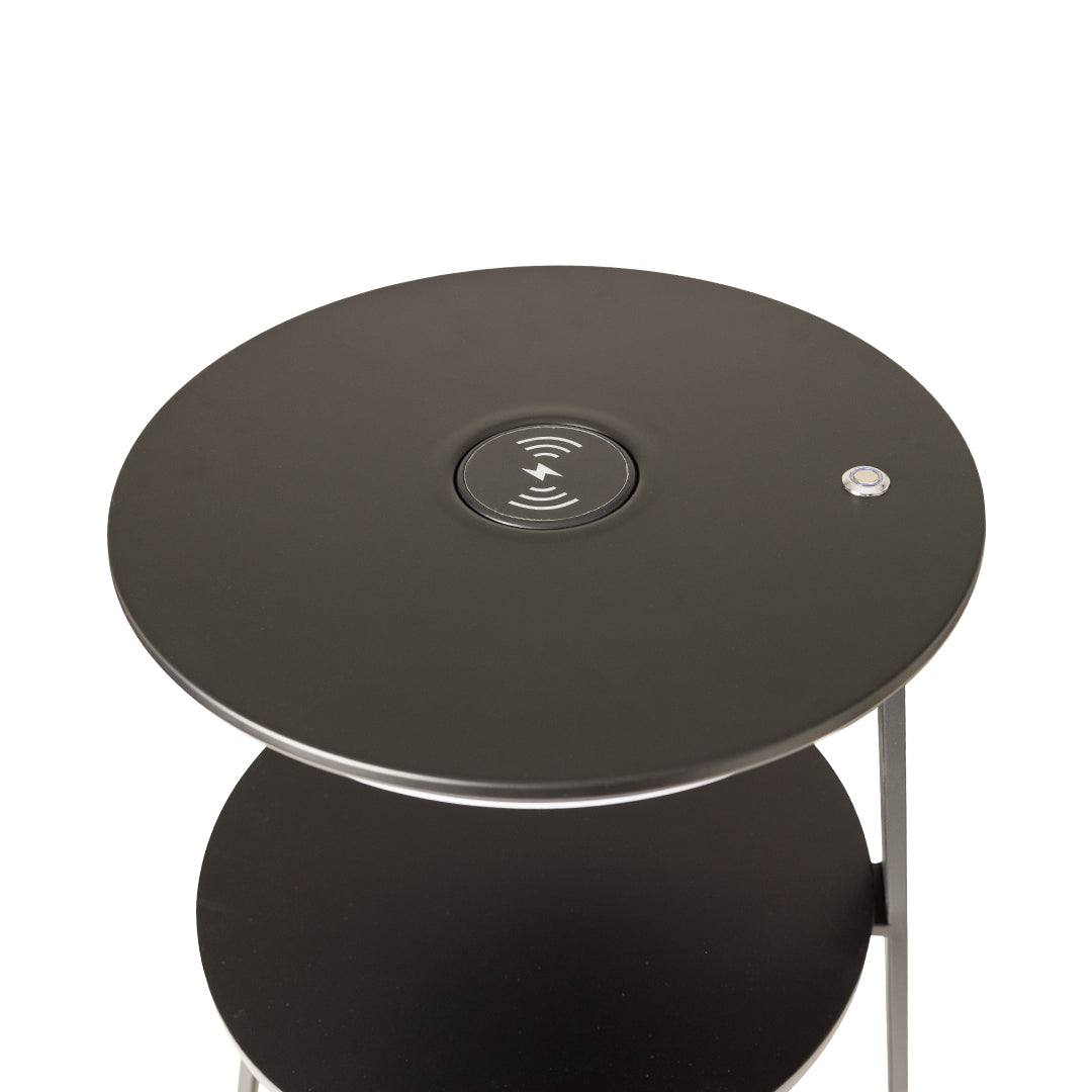 Artus Wireless Charging 3 Tier Smart Side Table - Blackened Steel