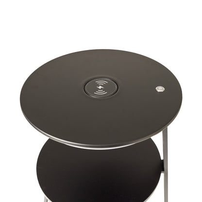 Artus Wireless Charging 3 Tier Smart Side Table - Blackened Steel