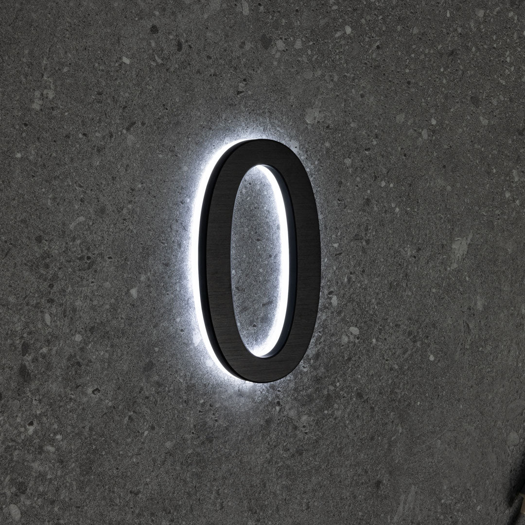 LUMO Lighting | Contemporary Illuminated Address Number 5" (Outdoor) - Black/Brushed Aluminum Black Brushed Aluminum 0