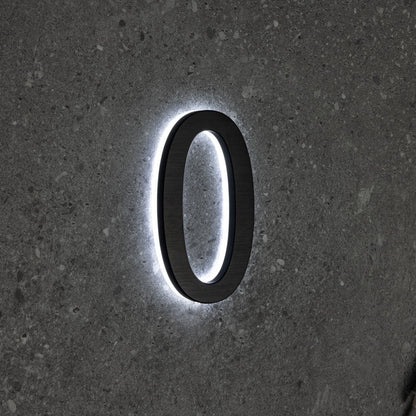 LUMO Lighting | Contemporary Illuminated Address Number 5" (Outdoor) - Black/Brushed Aluminum Black Brushed Aluminum 0
