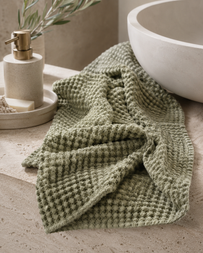 Waffle Knit Hand Towel Set Of 2 - 100% Cotton - 70 x 50cm
