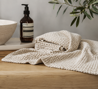 Waffle Knit Hand Towel Set Of 2 - 100% Cotton - 70 x 50cm