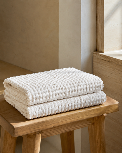 Waffle Knit Bath Towel - 100% Cotton -  70 x 140cm