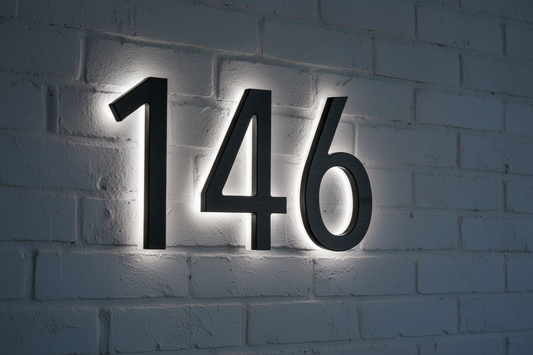 Lumo LED Backlit Address Number 5" (Outdoor) - Black/Brushed Aluminum