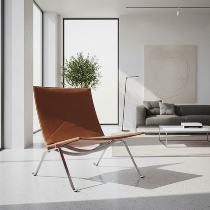 Enzo Lounge Chair - Leather - Steel Frame