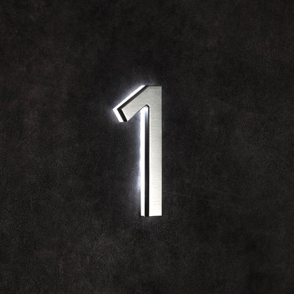 LUMO Lighting | Contemporary Illuminated Address Number 5" (Outdoor) - Silver/Brushed Aluminum Silver Brushed Aluminum 1