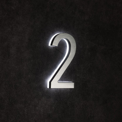 LUMO Lighting | Contemporary Illuminated Address Number 5" (Outdoor) - Silver/Brushed Aluminum Silver Brushed Aluminum 2
