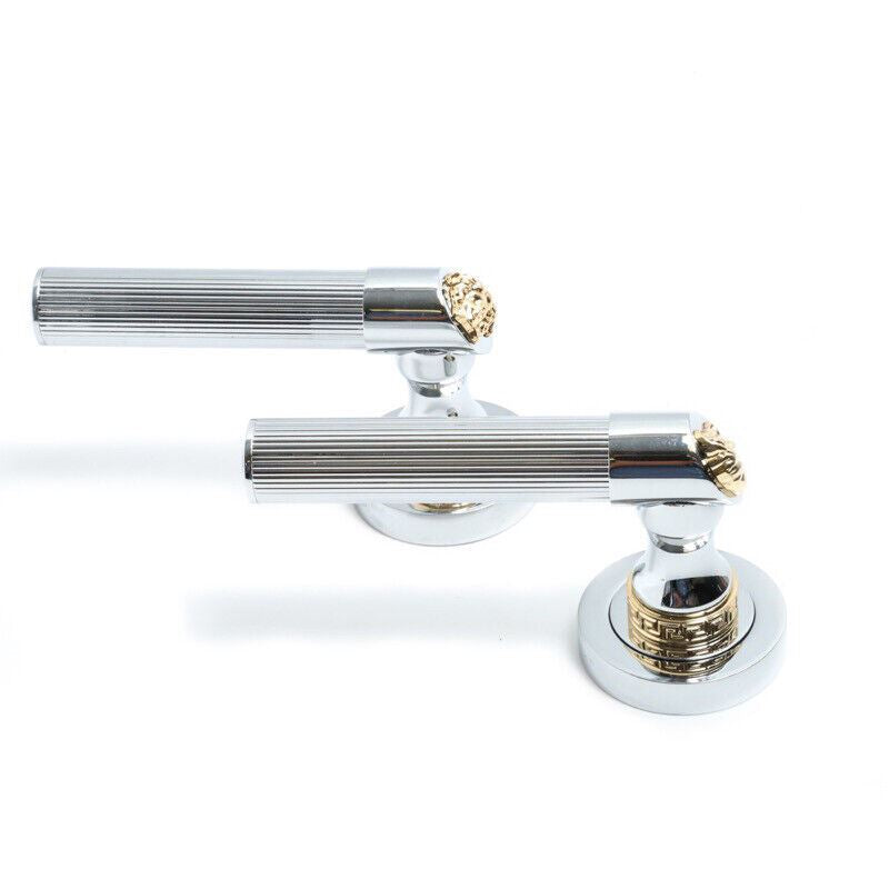 Medusa Classic Door Handles Set - Die Cast Bronze - Chrome / 24k Gold