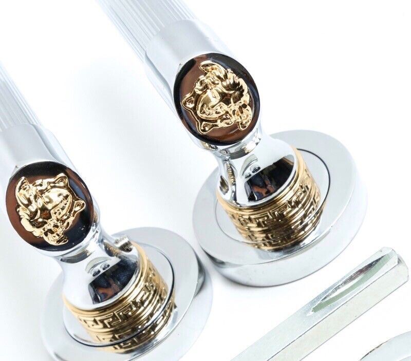 Medusa Classic Door Handles Set - Die Cast Bronze - Chrome / 24k Gold