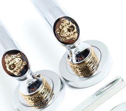 Medusa Classic Door Handles Set - Die Cast Bronze - Chrome / 24k Gold