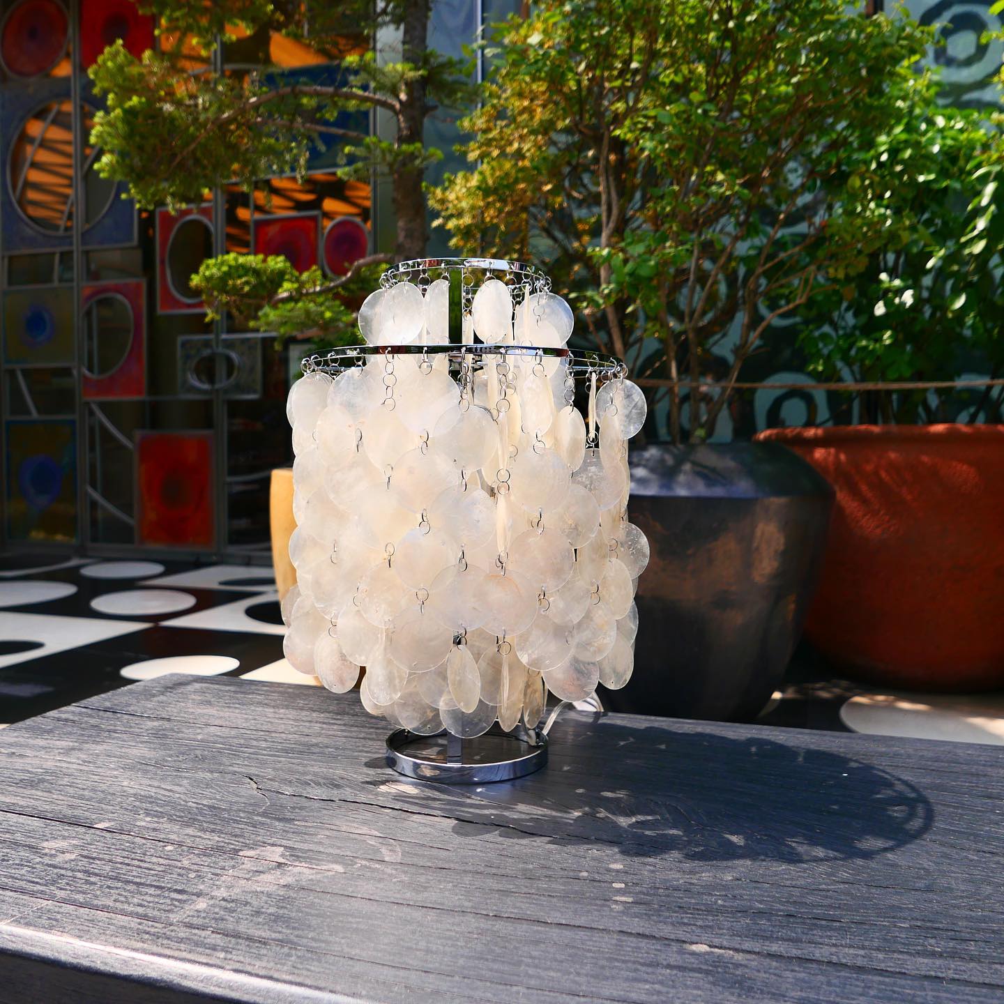Verano Mother Of Pearl Table Lamp 27cm - Chrome