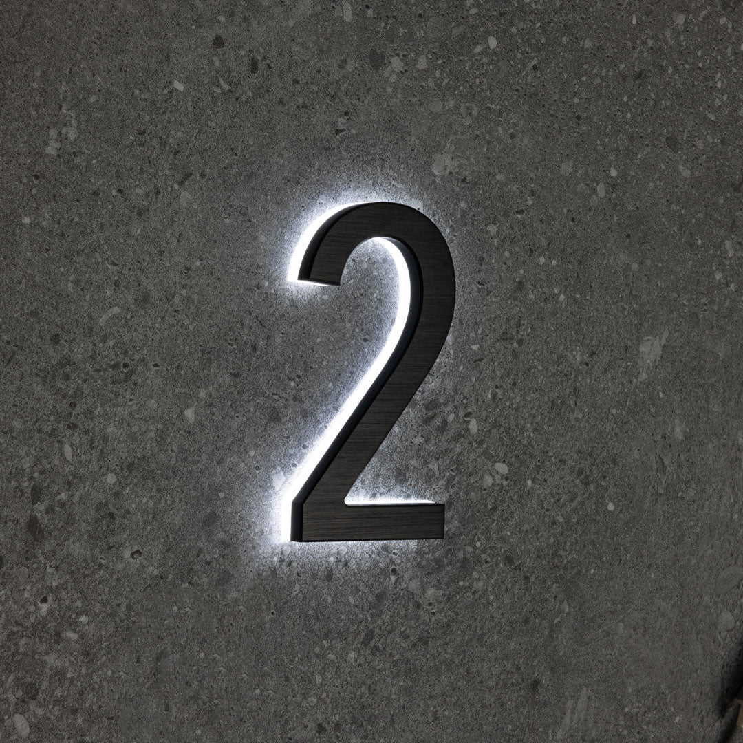 LUMO Lighting | Contemporary Illuminated Address Number 5" (Outdoor) - Black/Brushed Aluminum Black Brushed Aluminum 2