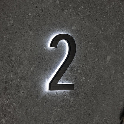 LUMO Lighting | Contemporary Illuminated Address Number 5" (Outdoor) - Black/Brushed Aluminum Black Brushed Aluminum 2