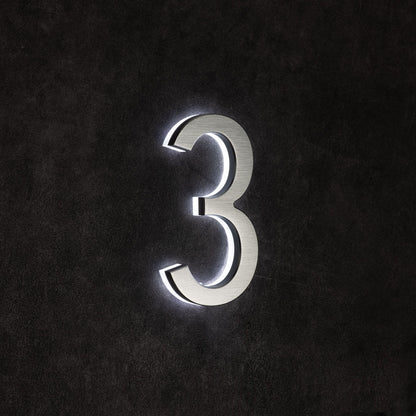 LUMO Lighting | Contemporary Illuminated Address Number 5" (Outdoor) - Silver/Brushed Aluminum Silver Brushed Aluminum 3