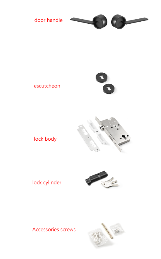 Axis Door Handle Set - Black Unlock & Key