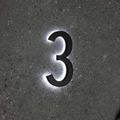 LUMO Lighting | Contemporary Illuminated Address Number 5" (Outdoor) - Black/Brushed Aluminum Black Brushed Aluminum 3