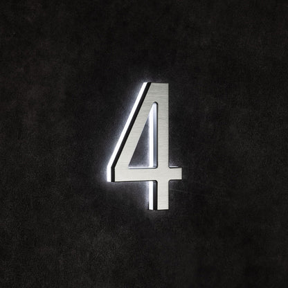 LUMO Lighting | Contemporary Illuminated Address Number 5" (Outdoor) - Silver/Brushed Aluminum Silver Brushed Aluminum 4