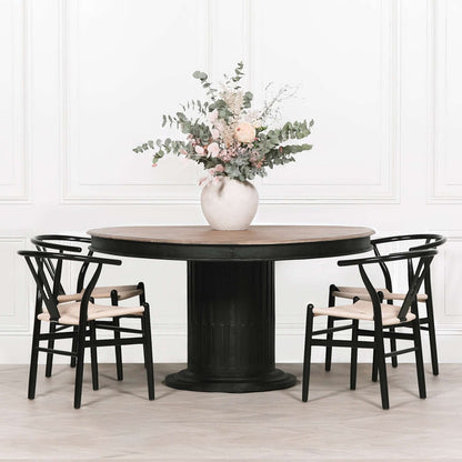 Wishbone Armchair - Black Beech / Natural Cord