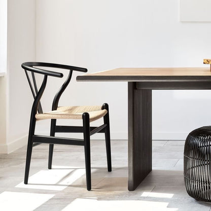 Wishbone Armchair - Black Beech / Natural Cord