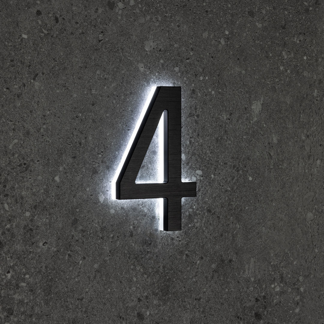 LUMO Lighting | Contemporary Illuminated Address Number 5" (Outdoor) - Black/Brushed Aluminum Black Brushed Aluminum 4