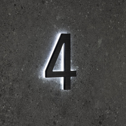 LUMO Lighting | Contemporary Illuminated Address Number 5" (Outdoor) - Black/Brushed Aluminum Black Brushed Aluminum 4
