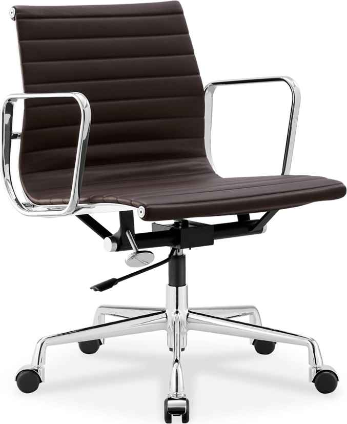 Eames EA117 Office Chair - Premium Reproduction - Polished Aluminum Frame Coffee Brown (Estimated lead time: 8-10 weeks)