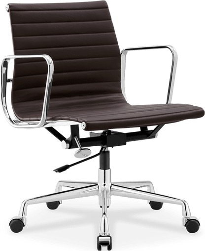 Eames EA117 Office Chair - Premium Reproduction - Polished Aluminum Frame Coffee Brown (Estimated lead time: 8-10 weeks)