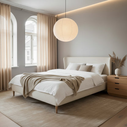 Round Paper Lantern Pendant - White/Black