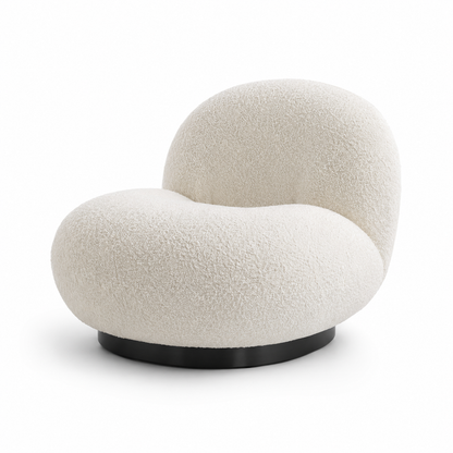 Lune Lounge Chair - Ivory Boucle Black Semi Matt Swivel Base (Preorder, please enquire on current lead time).
