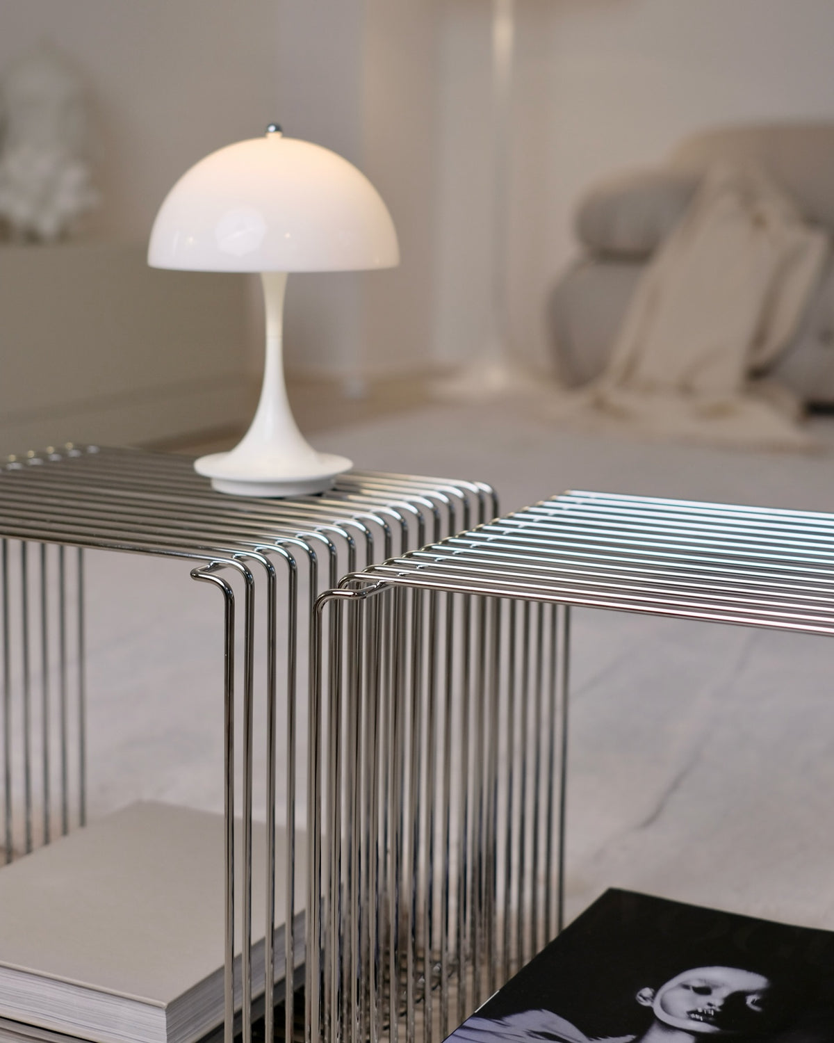 Linea Wire Side Table - Stainless Steel