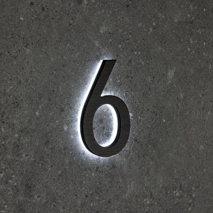 LUMO Lighting | Contemporary Illuminated Address Number 5" (Outdoor) - Black/Brushed Aluminum Black Brushed Aluminum 6
