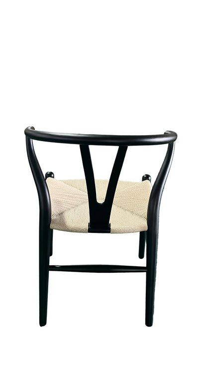 CH24 Wishbone Armchair Premium Reproduction - Black Beechwood / Natural Cord
