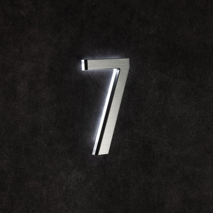 LUMO Lighting | Contemporary Illuminated Address Number 5" (Outdoor) - Silver/Brushed Aluminum Silver Brushed Aluminum 7
