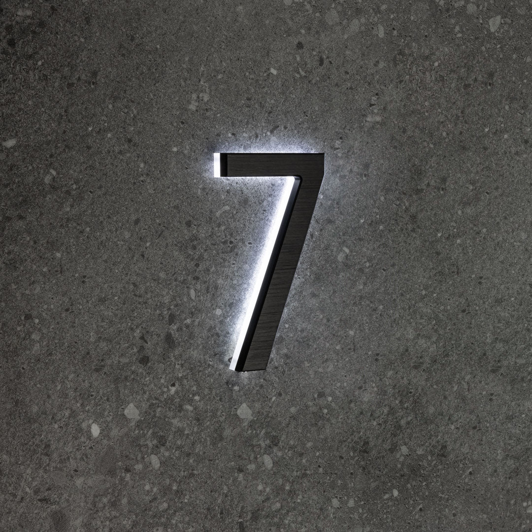 LUMO Lighting | Contemporary Illuminated Address Number 5" (Outdoor) - Black/Brushed Aluminum Black Brushed Aluminum 7