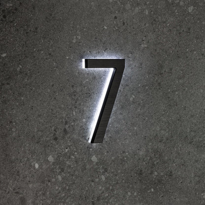 LUMO Lighting | Contemporary Illuminated Address Number 5" (Outdoor) - Black/Brushed Aluminum Black Brushed Aluminum 7