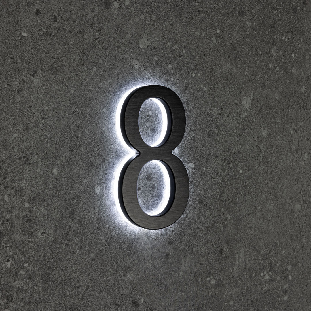 LUMO LED Address Number 5" (Outdoor) - Black/Brushed Aluminum Black Brushed Aluminum 8