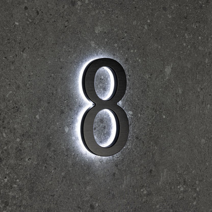 LUMO Lighting | Contemporary Illuminated Address Number 5" (Outdoor) - Black/Brushed Aluminum Black Brushed Aluminum 8