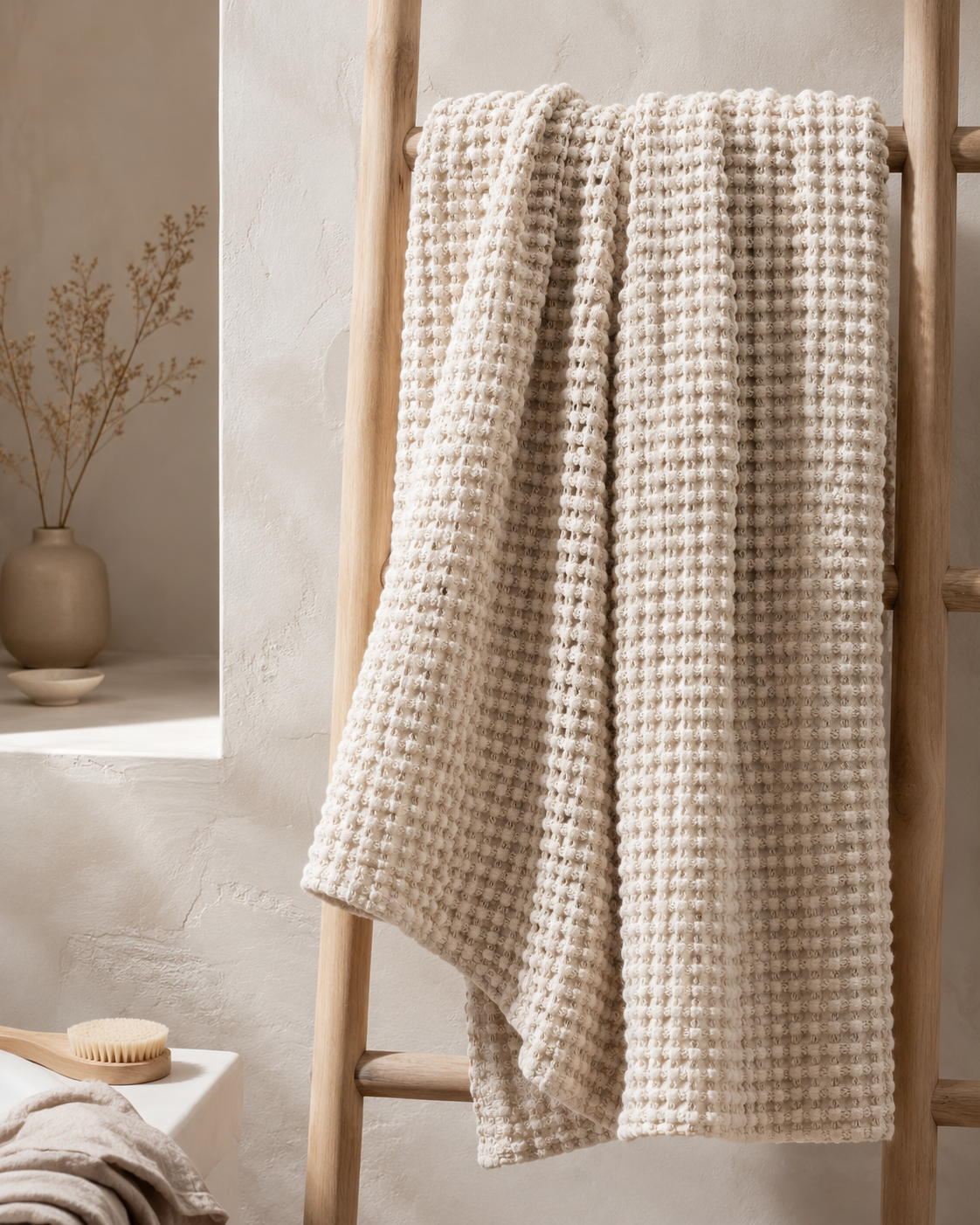 Waffle Knit Bath Towel - 100% Cotton - 70 x 140cm
