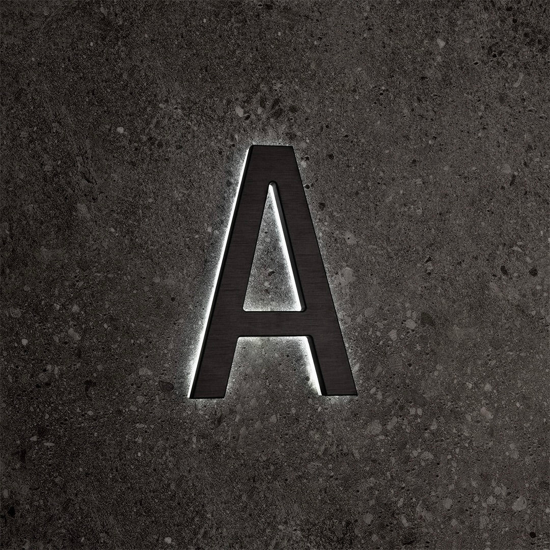 LUMO Lighting | Contemporary Illuminated Address Number 5" (Outdoor) - Black/Brushed Aluminum Black Brushed Aluminum A