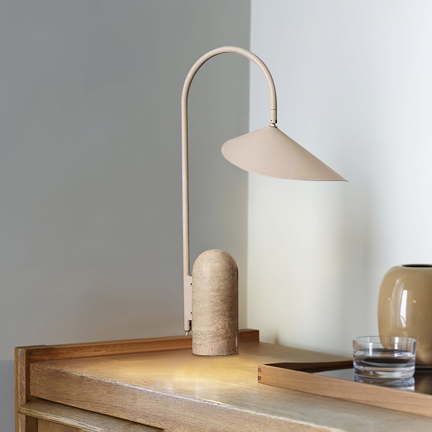 Leaf Table Lamp - Travertine