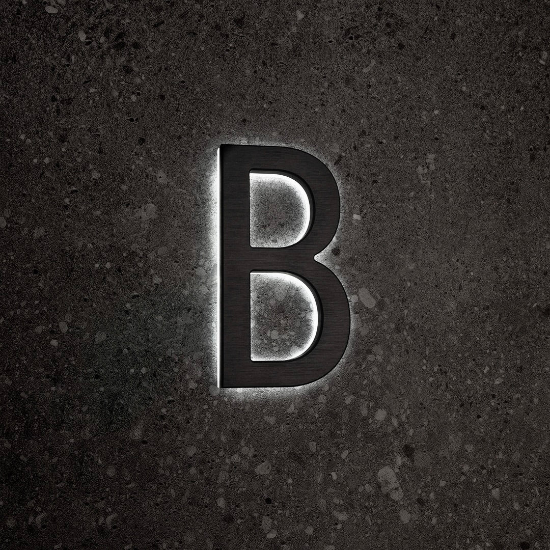 LUMO Lighting | Contemporary Illuminated Address Number 5" (Outdoor) - Black/Brushed Aluminum Black Brushed Aluminum B